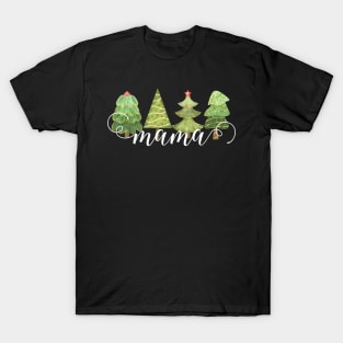 Cute Whimsical Christmas Trees Script Mama T-Shirt